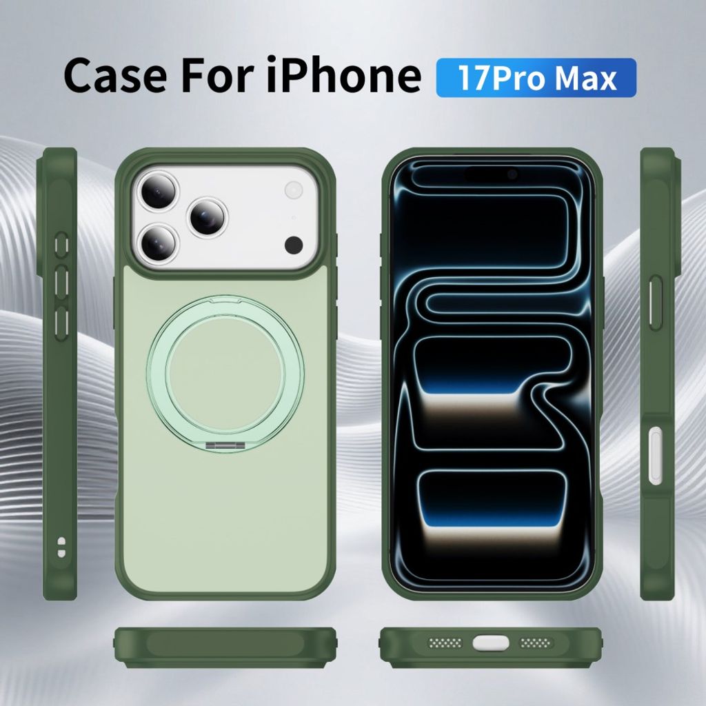 iPhone 18 Pro Max/17 Pro Max MagSafe Skal med ringstativ - Grön
