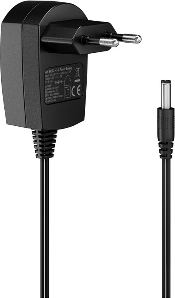 Goobay 5V strømforsyning med 5,5x2,1mm DC-plugg, 5W / 1A