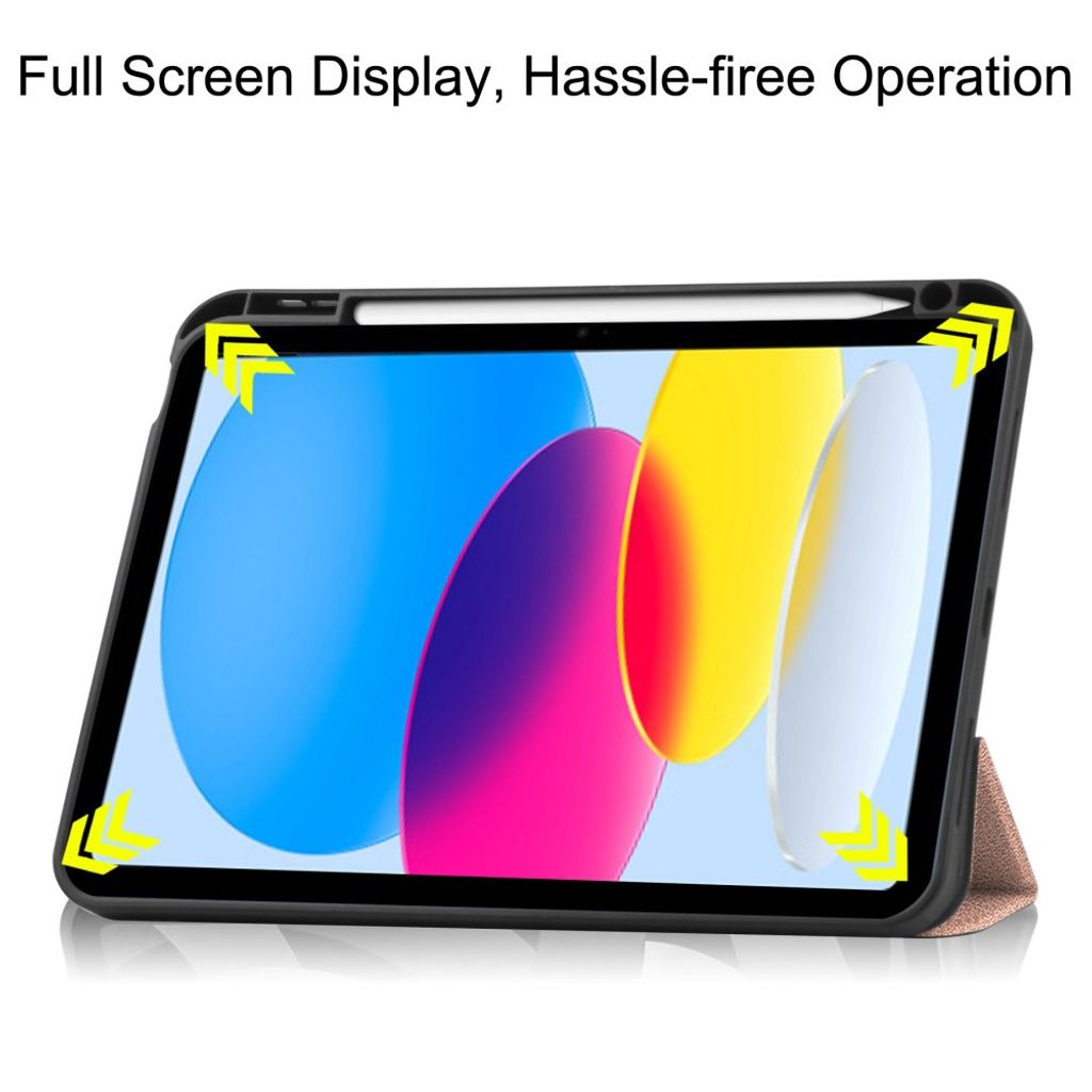 iPad A16 11" 2025/10.9" 2024 Tri-fold flip cover i PU-læder med holder til styluspen - Rose guld