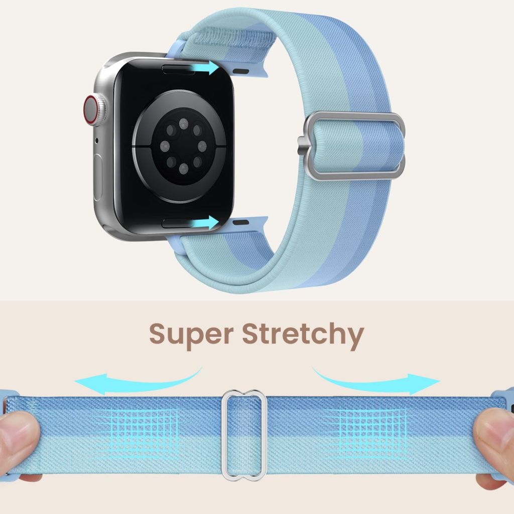 AHASTYLE WE26 Apple Watch 49/46/44/42mm Klockarmband i Nylon, 2st - Grå/Blå