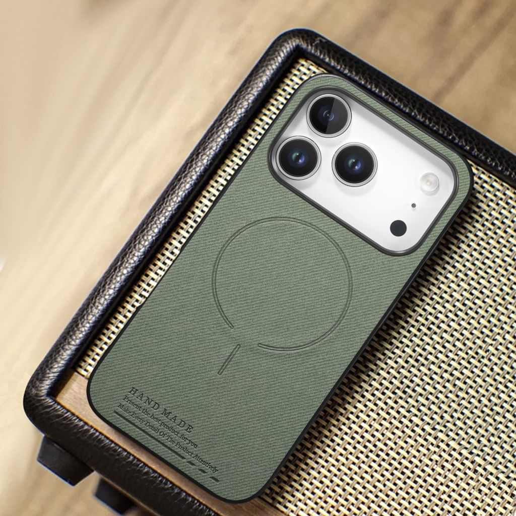 iPhone 17 Pro Max MagSafe-cover med tekstil-look – grøn
