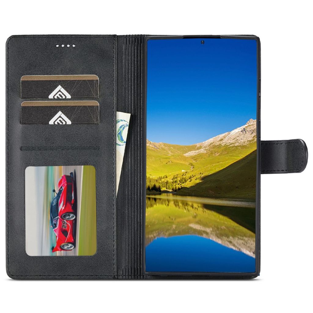 LC.IMEEKE Samsung Galaxy S25 Ultra Lommeboketui PU-lær Stativ – Svart