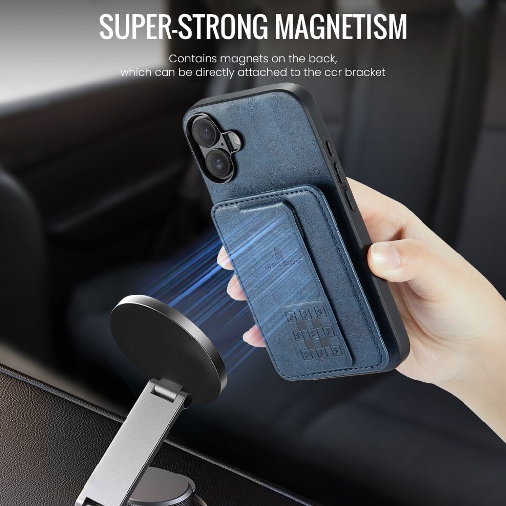 FIERRE SHANN iPhone 16 Case with Card slots - Blue