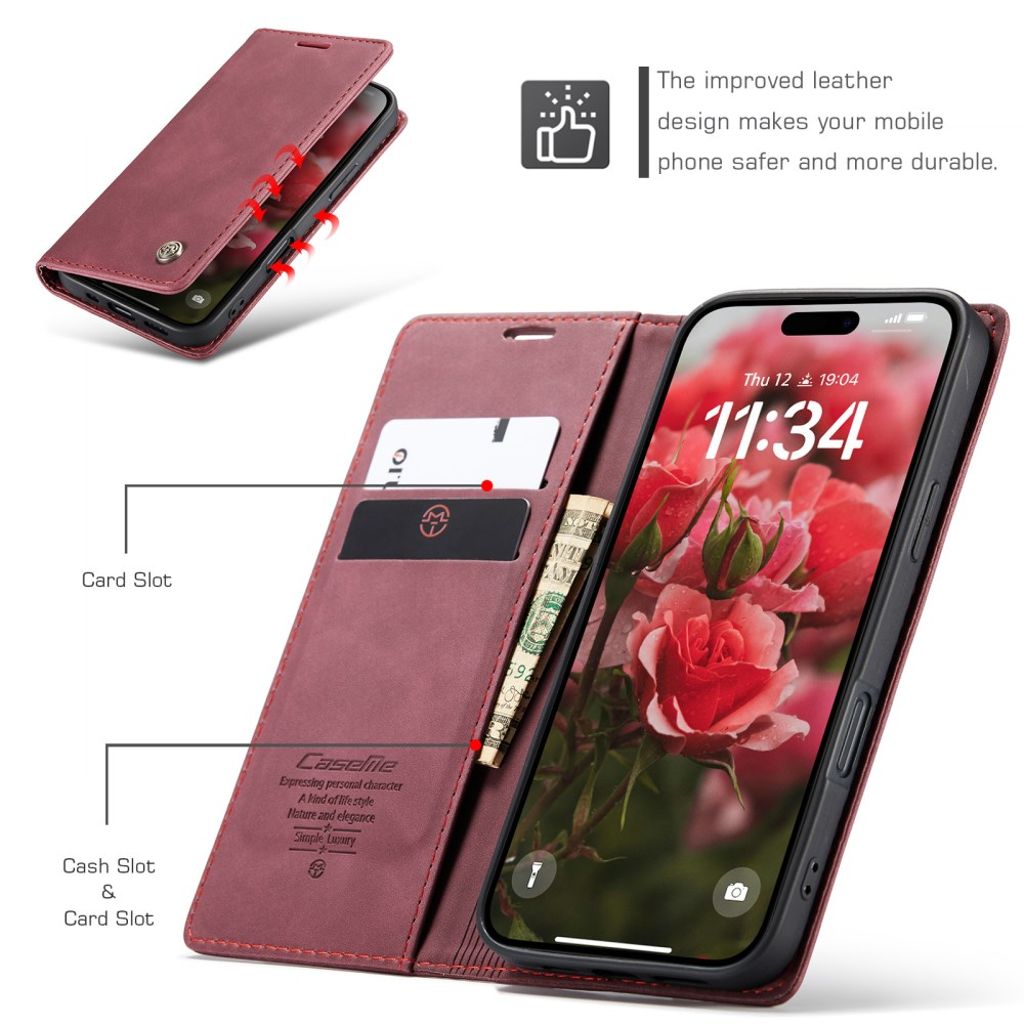 CASEME iPhone 17 Plånboksfodral med Kortfack - Röd