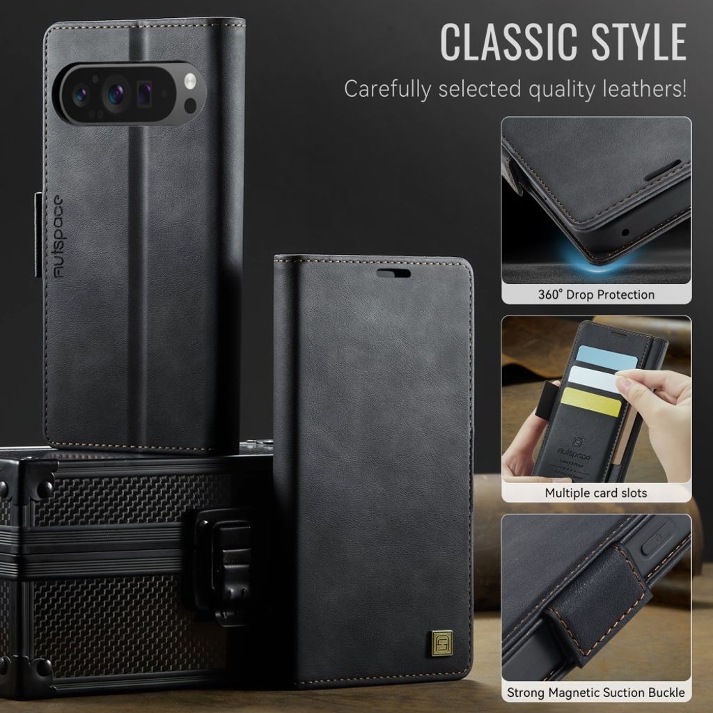 AUTSPACEA11 Google Pixel 11 Pro XL Plånboksfodral med RFID-blockering - Svart