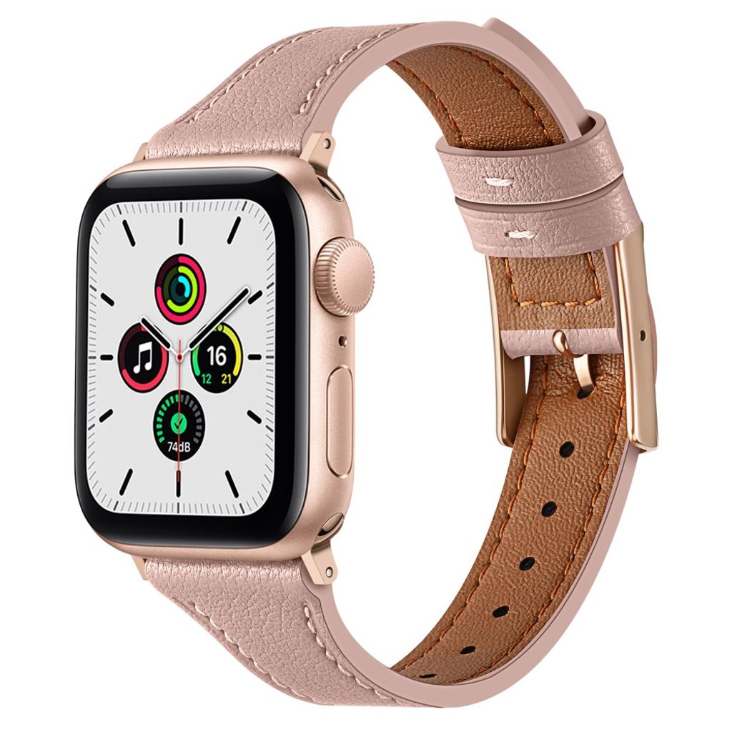 Apple Watch 38/40/41/42mm Urrem i ægte læder – Lyserød