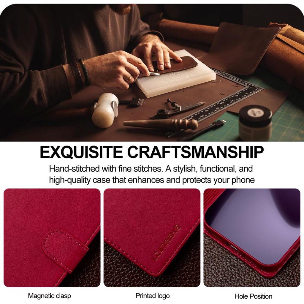LC.IMEEKE iPhone 17 Pro Pung-cover med Stander - Lyserød