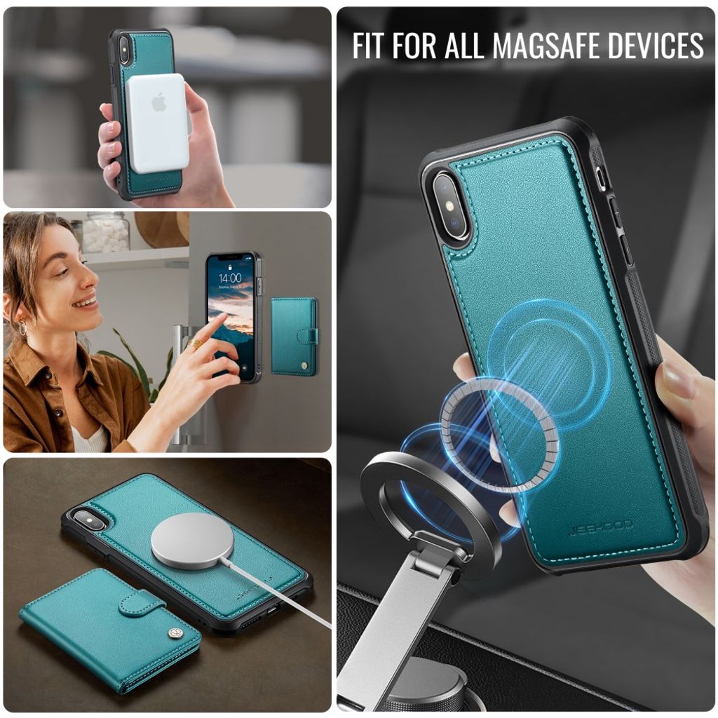 JEEHOOD iPhone XS Max Cover med RFID Kortholder og MagSafe – Grøn