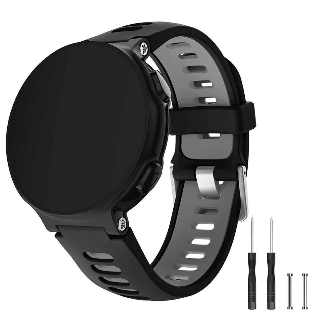 Garmin Forerunner 735XT/220/230/235/620/630 Silikon Klokkereim - Svart/Grå