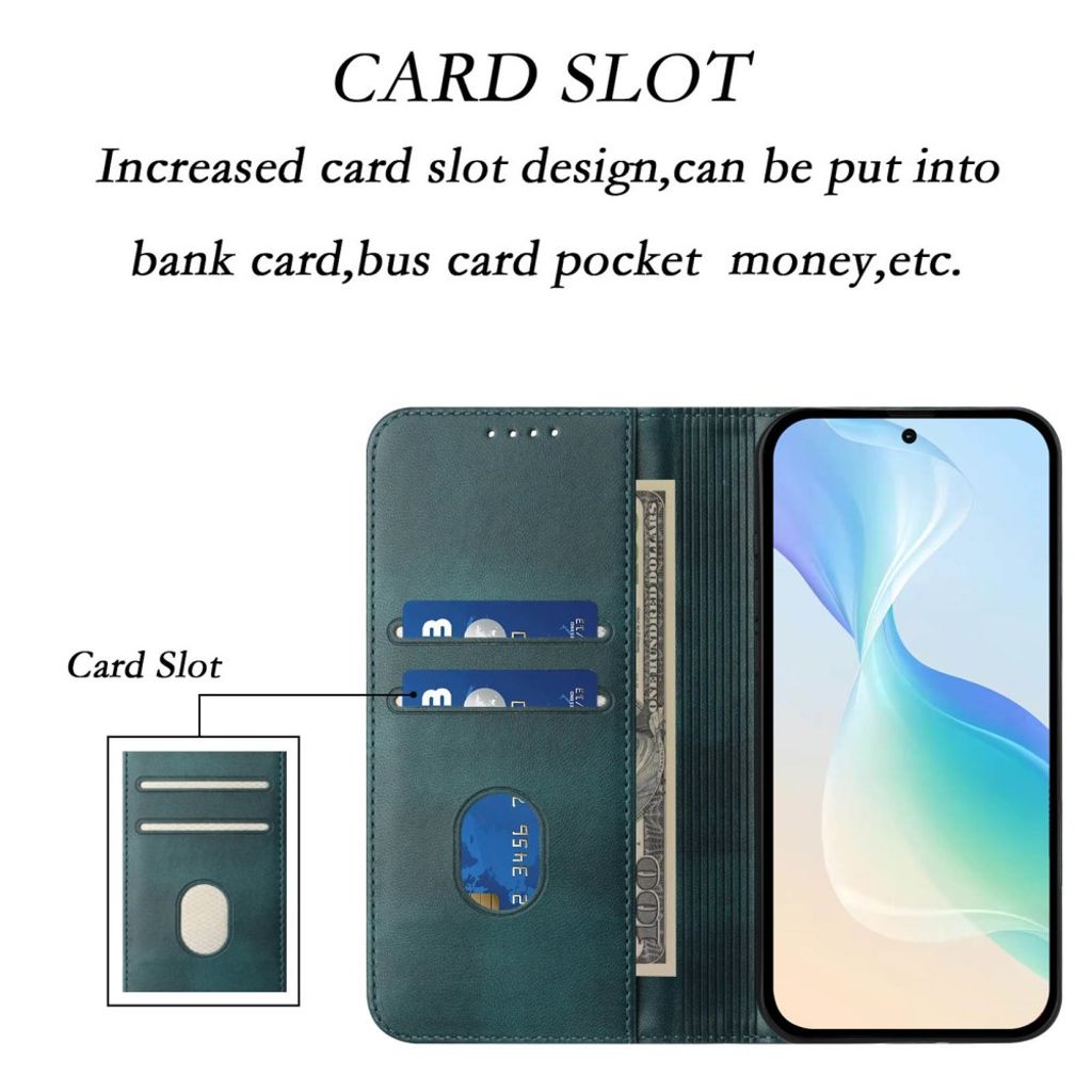 iPhone 18 Pro/17 Pro Flip Cover i PU-læder med RFID-blokering - Mørkgrøn