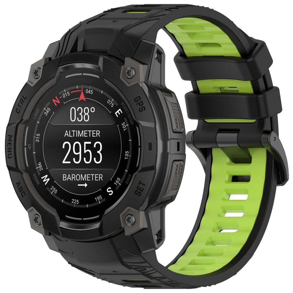 Garmin Instinct 3 45mm Silicone Watch Strap - Black/Green