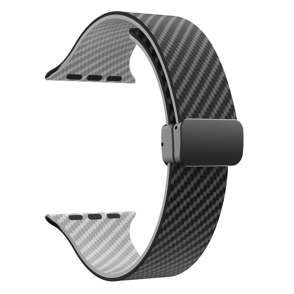 Apple Watch 42 / 41/ 40 / 38mm Klockarmband kolfibertextur - Svart/Grå