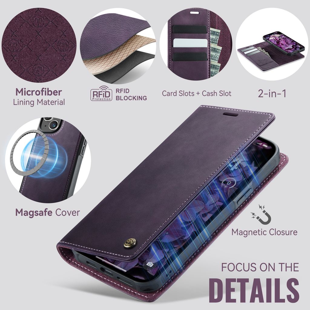 CASEME iPhone 14 Plus / iPhone 15 Plus Kotelo MagSafe - Violetti