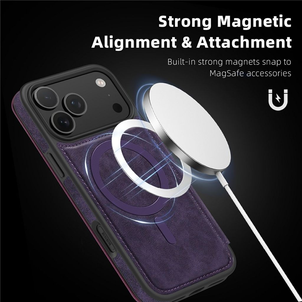 iPhone 18 Pro Max/17 Pro Max MagSafe Lompakkokotelo - Tummanvioletti
