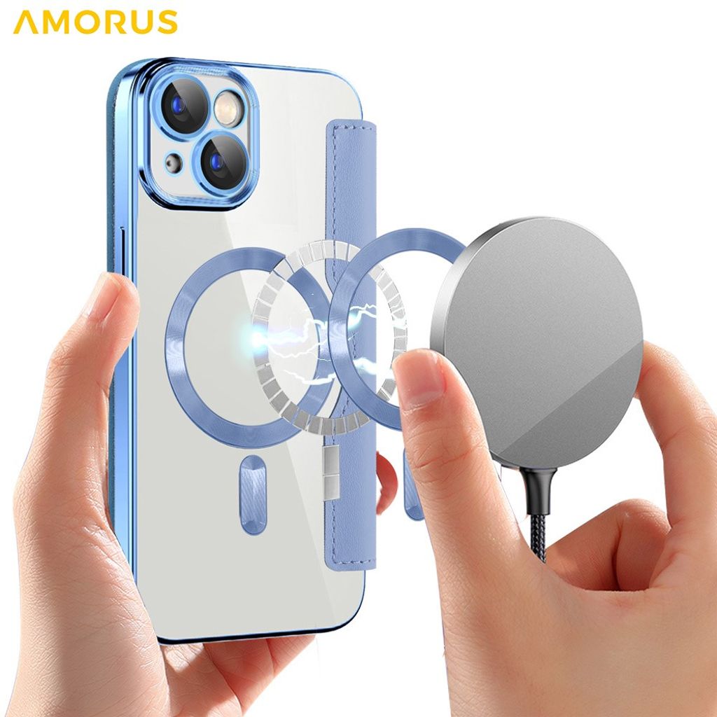 AMORUS iPhone 15 Plus Kotelo MagSafe - Vaaleansininen