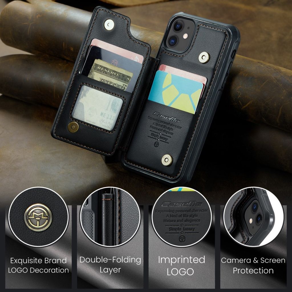 CASEME iPhone 11 Skal med 5 Kortfack - Svart