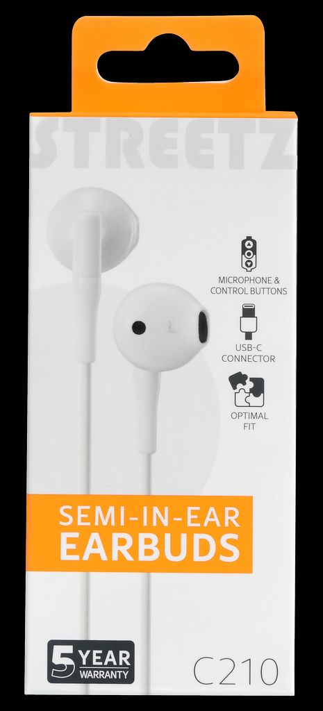Streetz C210 semi-in-ear hörlurar – vit