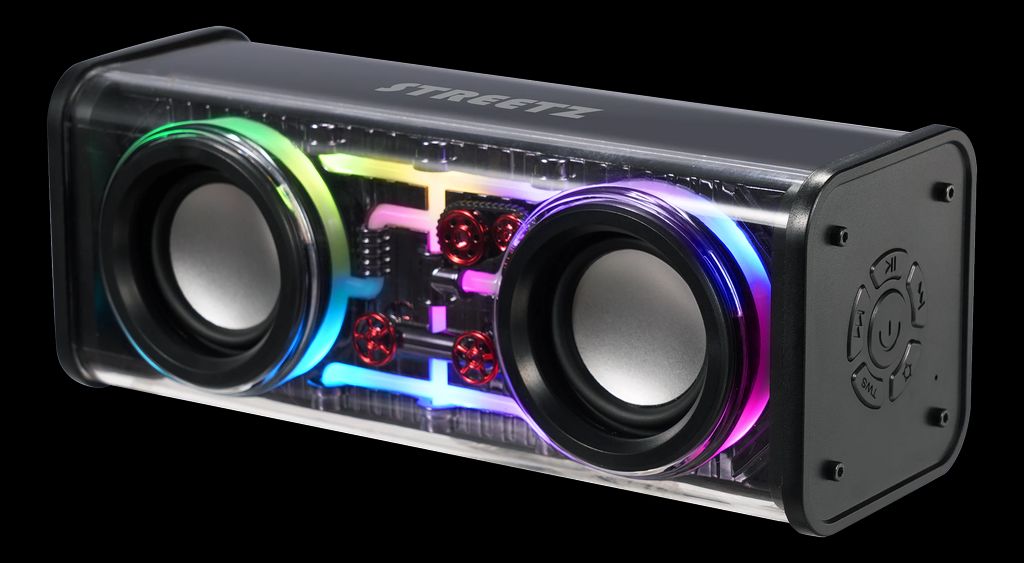 STREETZ Bluetooth-højttaler med TWS og LED-lyseffekter, 10 W