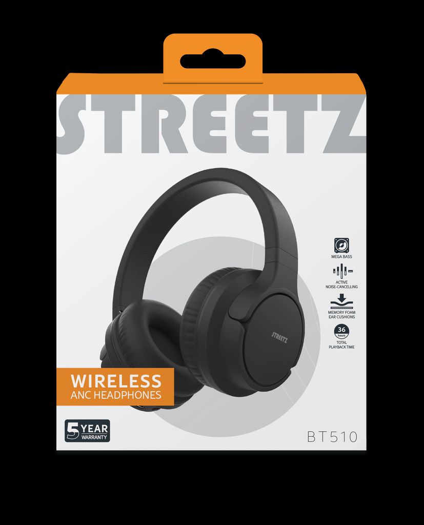 Streetz BT510 Bluetooth hörlurar med noise cancelling – svart