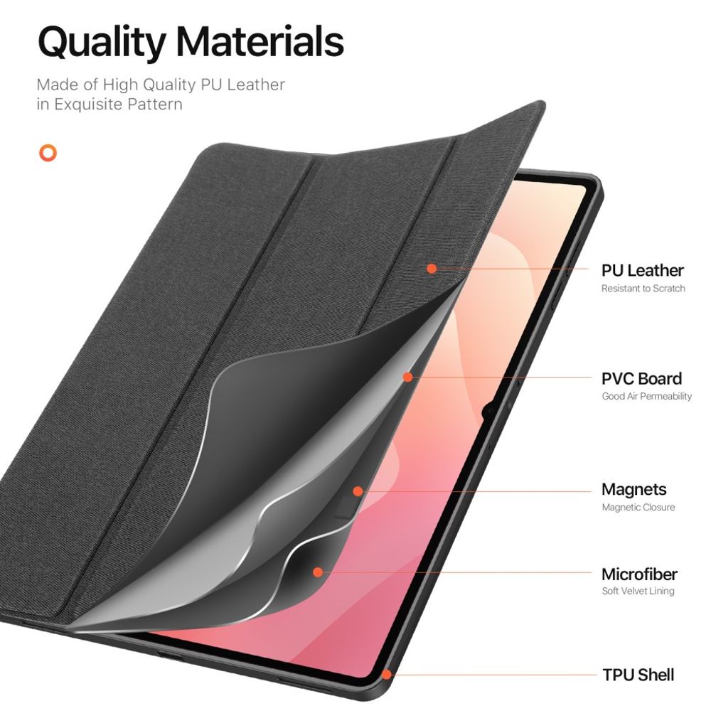 DUX DUCIS Galaxy Tab S11 Ultra etui med tri-fold stativ – svart