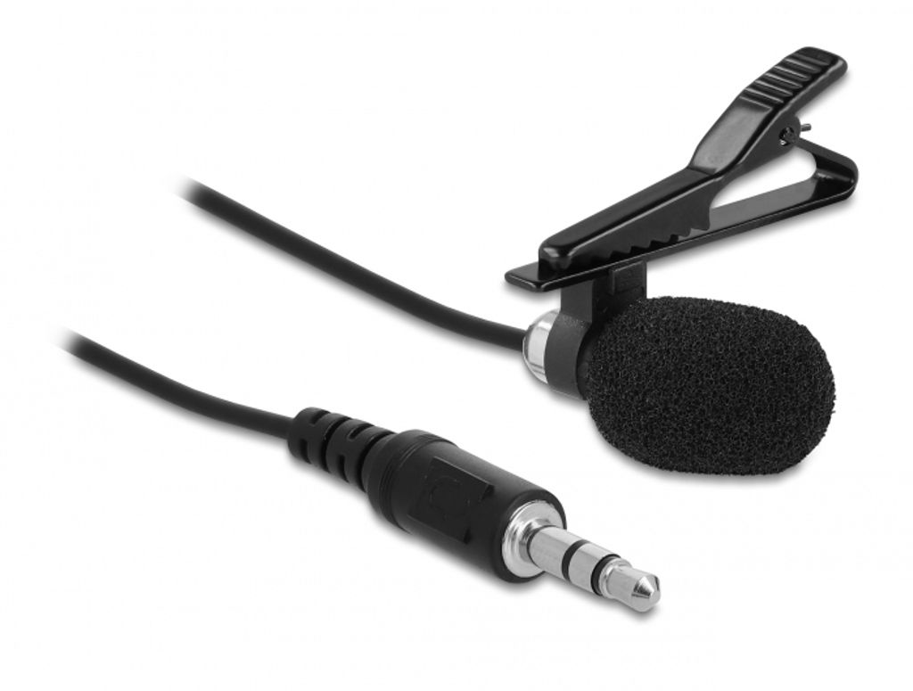 Delock Tie Lavalier -mikrofoni, monisuuntainen, klipsillä – musta