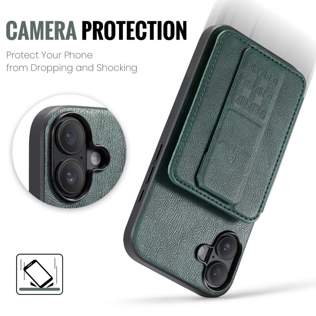 FIERRE SHANN iPhone 16 Case with Card slots - Green