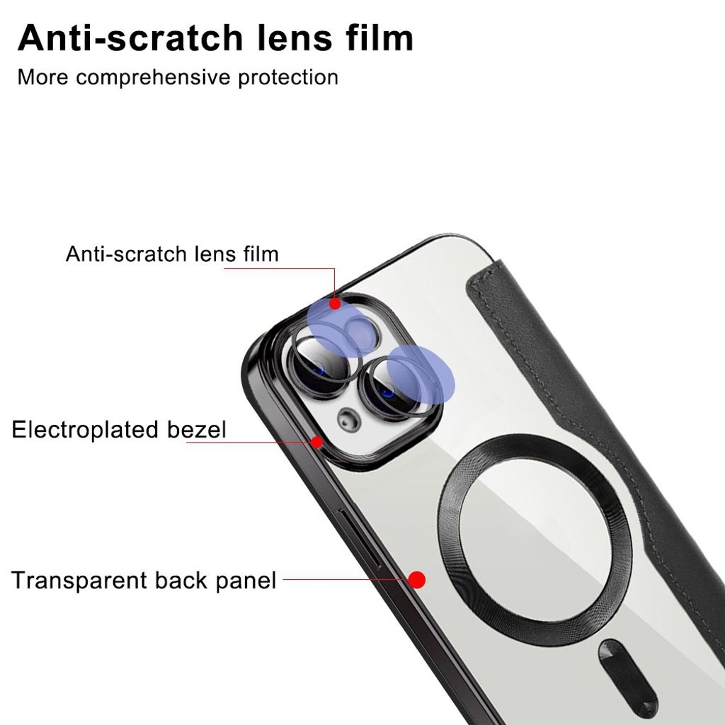 iPhone 14 Plus Lommeboketui MagSafe RFID Kortholder - Svart