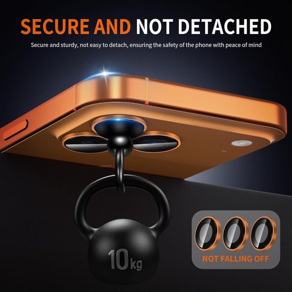 iPhone 18 Pro Linsskydd Härdat Glas Metal Ring - Orange