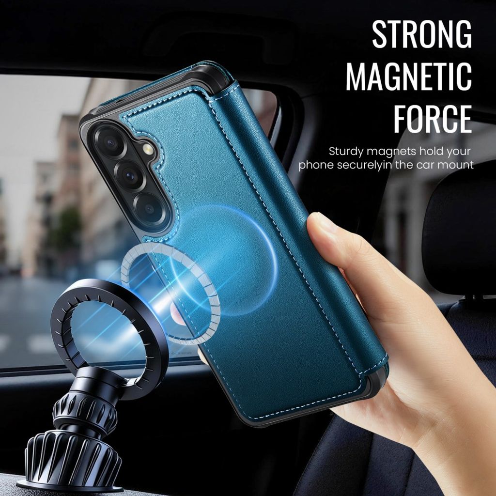 CASEME 053 Samsung Galaxy A17/A16/A26 Lompakkokotelo MagSafe RFID-estävä - Sininen