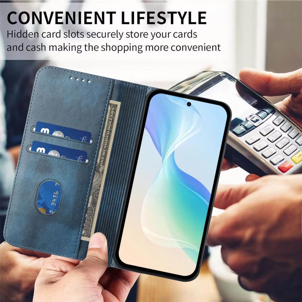 iPhone 18 Pro/17 Pro Lommeboketui PU-skinn RFID-blokkering - Blå