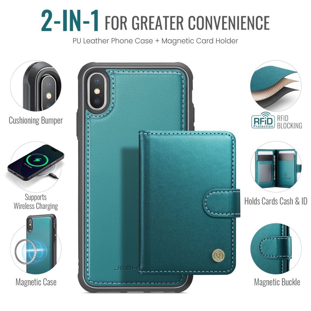 JEEHOOD iPhone XS Max Cover med RFID Kortholder og MagSafe – Grøn