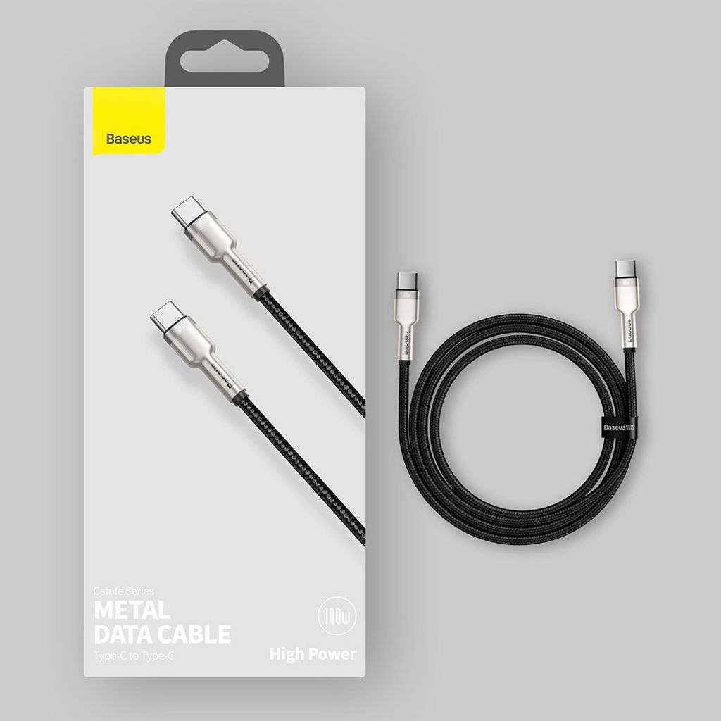 Baseus Cafule Series Metal Data USB-C / USB-C PD QC SCP 100W kabel 1 m sort