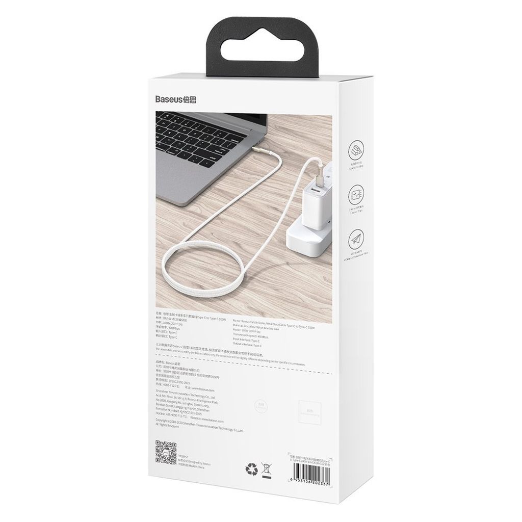 Baseus Cafule Series Metal USB-C / USB-C kabel 100W 2m svart