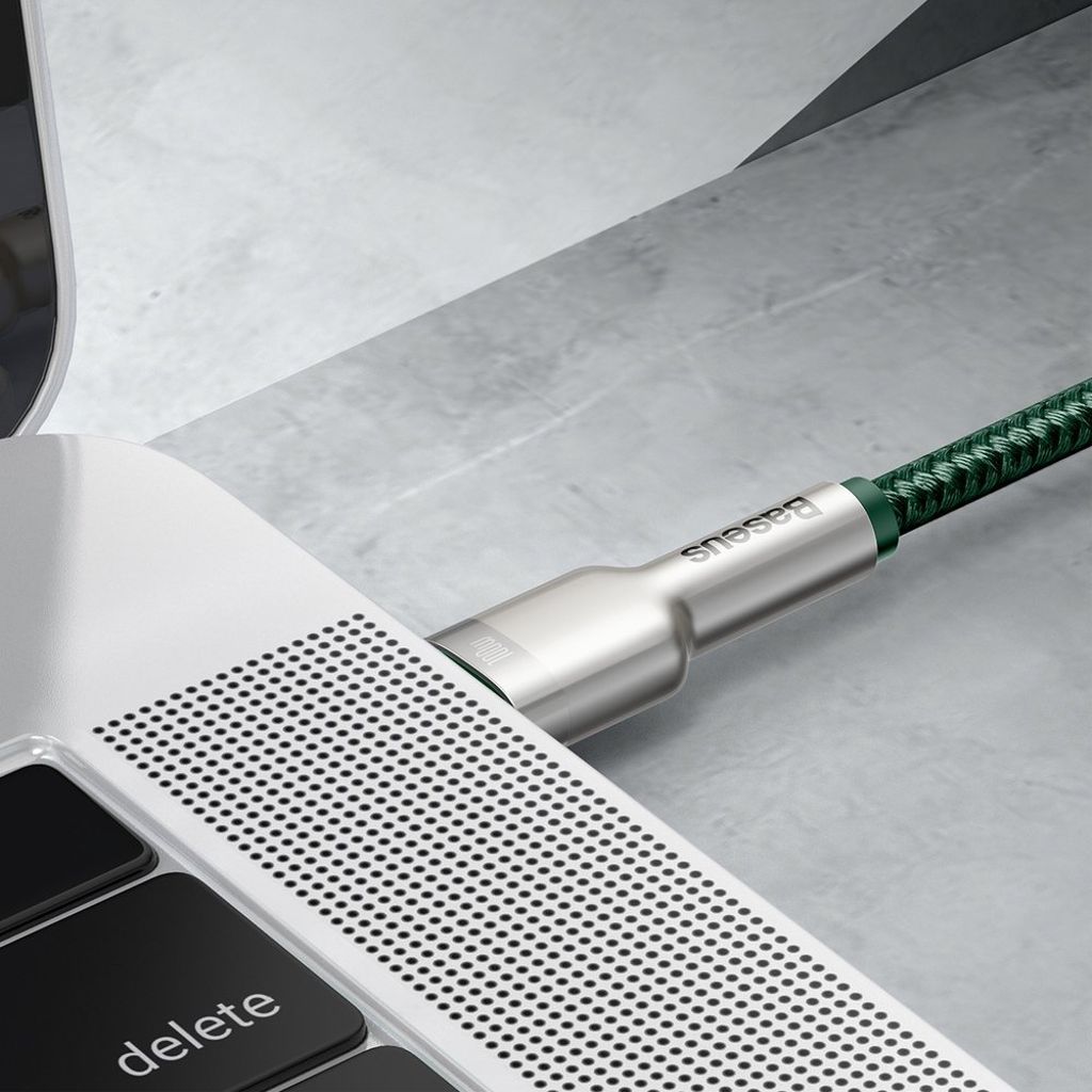 Baseus Cafule Series Metal USB-C til USB-C kabel 100W 2 meter – Grøn