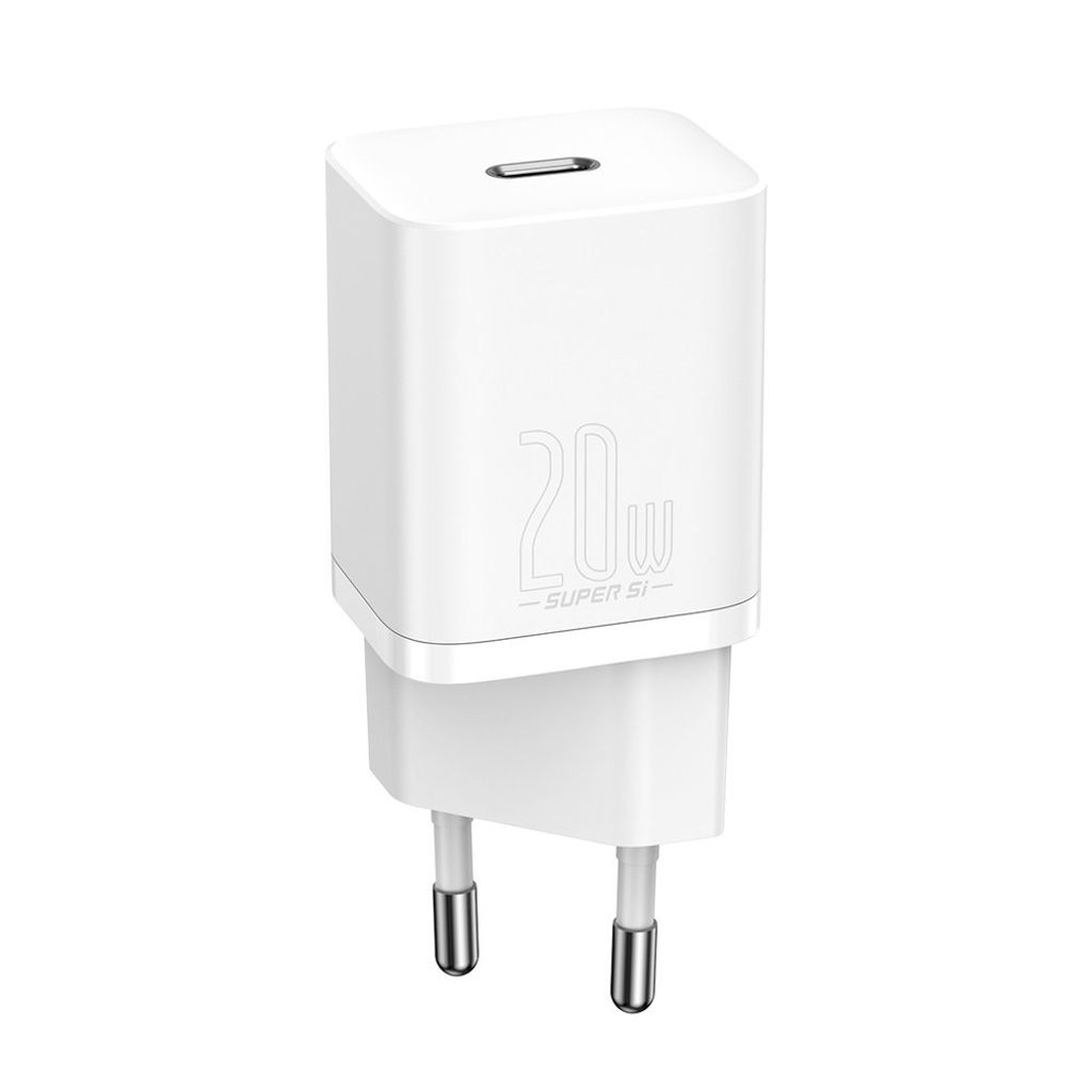Baseus Super Si 1C pikalaturi USB C 20W + USB C - Lightning kaapeli 1 m valkoinen