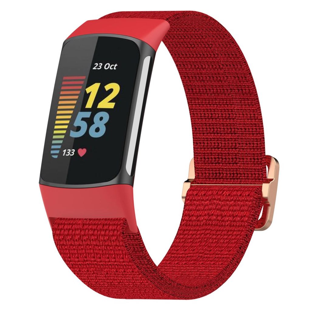 Fitbit Charge 6/5 Kellonranneke, Nylon - punainen