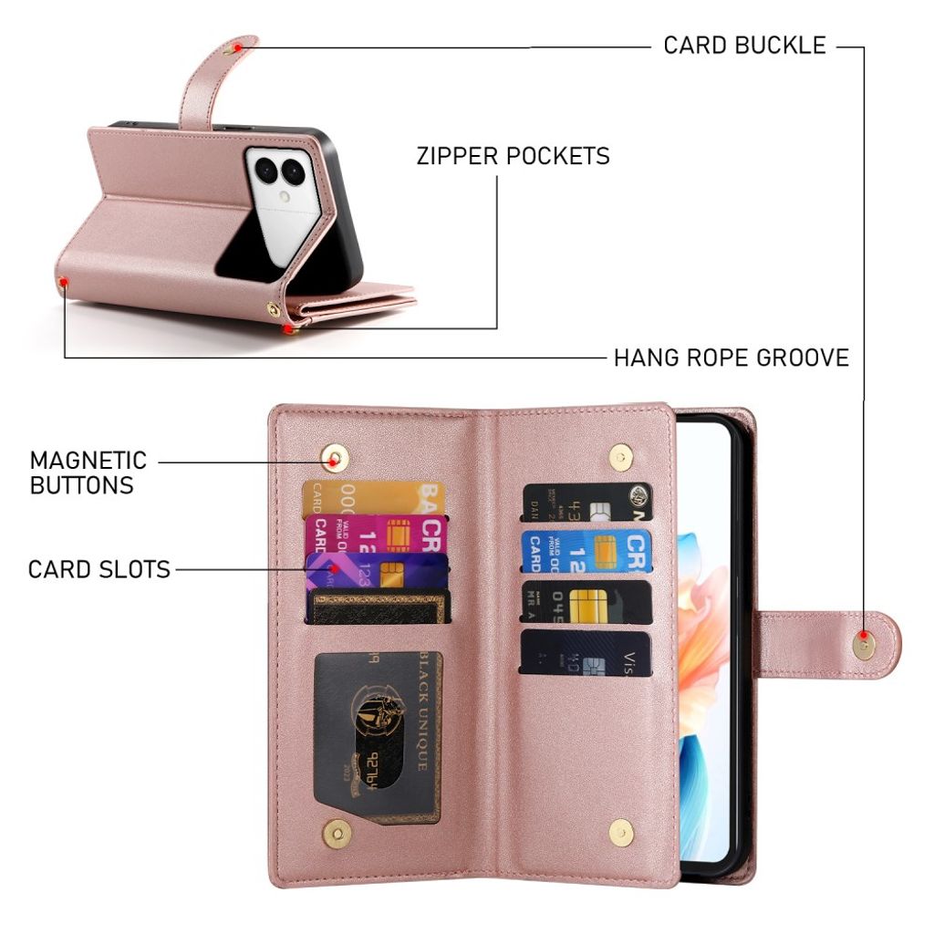 Samsung Galaxy S26 Edge Plånboksfodral med Avtagbara Remmar - Rosa