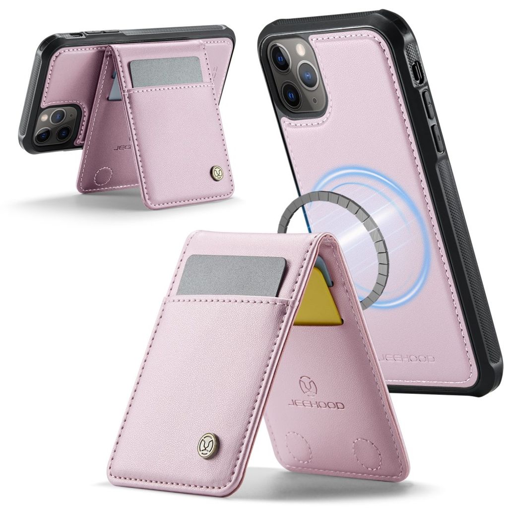 JEEHOOD iPhone 11 Pro Max Pungcover MagSafe Kortholder RFID – Lyserød