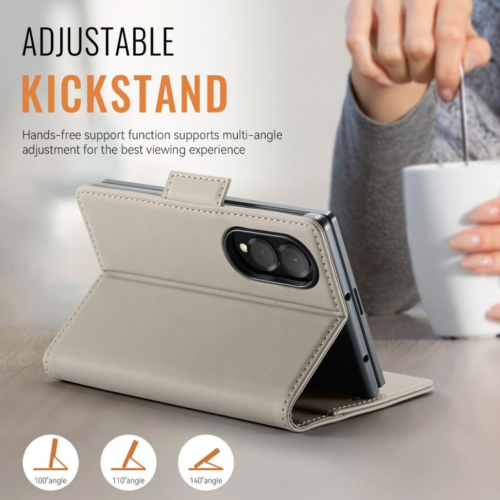 AUTSPACE Samsung Galaxy Z Fold8 Lompakkokotelo PU-nahka RFID-suojattu - Harmaa