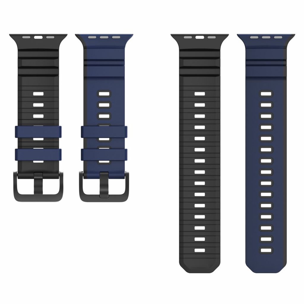 Apple Watch 49/46/44/42mm Tvåfärgat Klockarmband Silikon - Blå/Svart