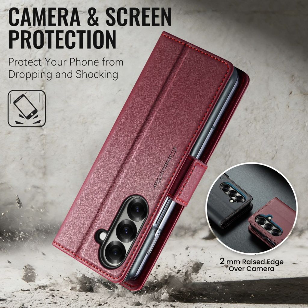 CASEME Samsung Galaxy Z Fold8 Ultra Flip Cover med RFID blokering - Rød