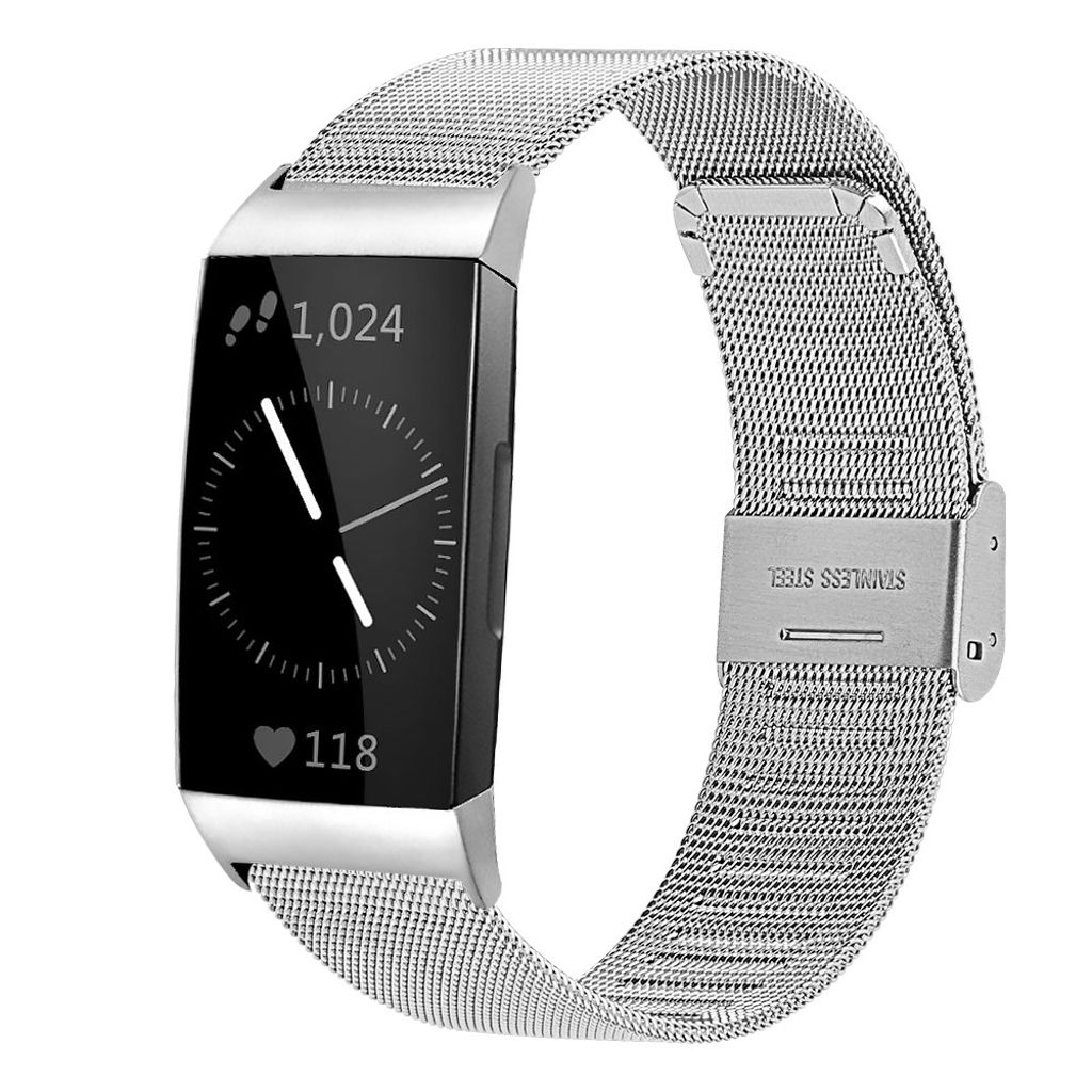 Fitbit Charge 6/5 Kellonranneke, Ruostumaton teräs - hopea