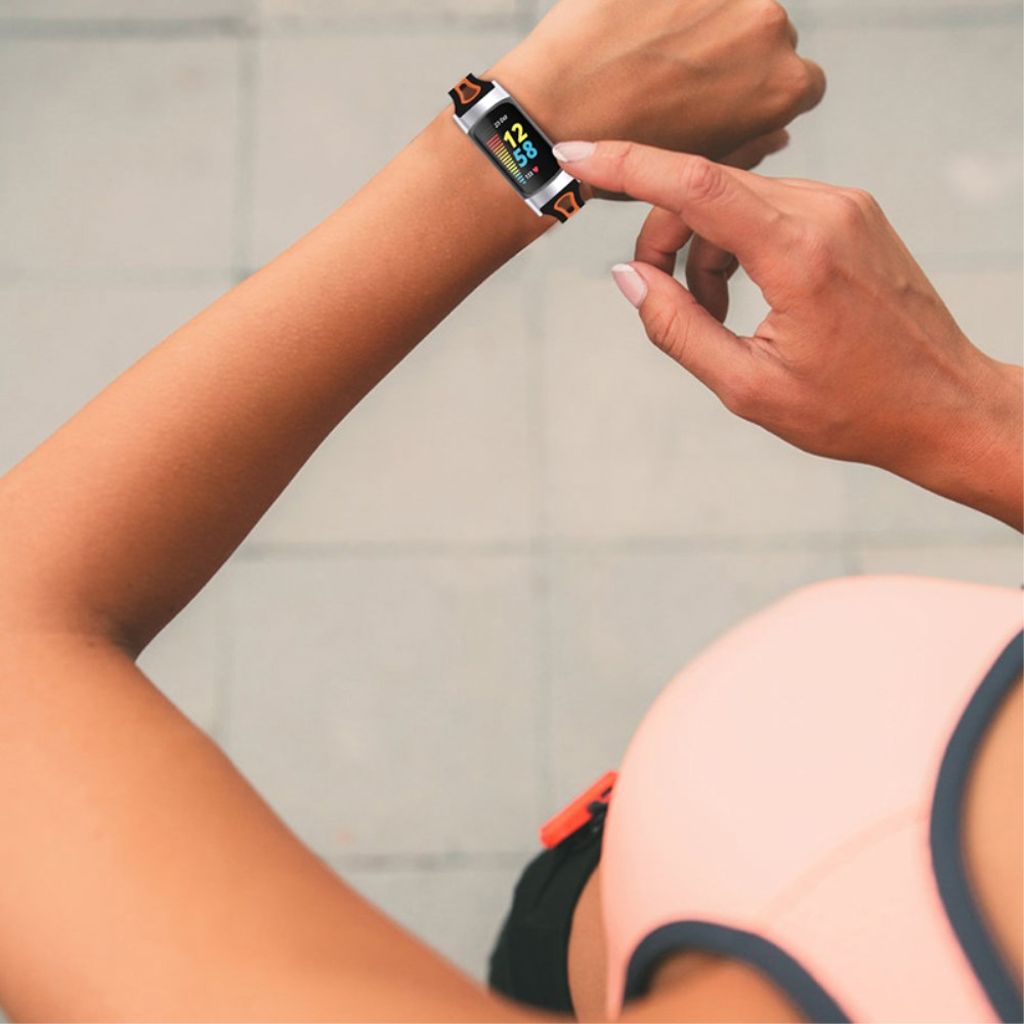Fitbit Charge 6 / 5 Tofarget Klokkereim - Svart / Oransje