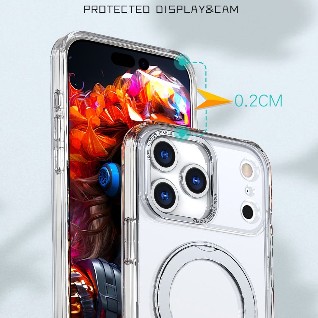 iPhone 18 Pro Max/17 Pro Max MagSafe Skal med Ringstativ - Transparent