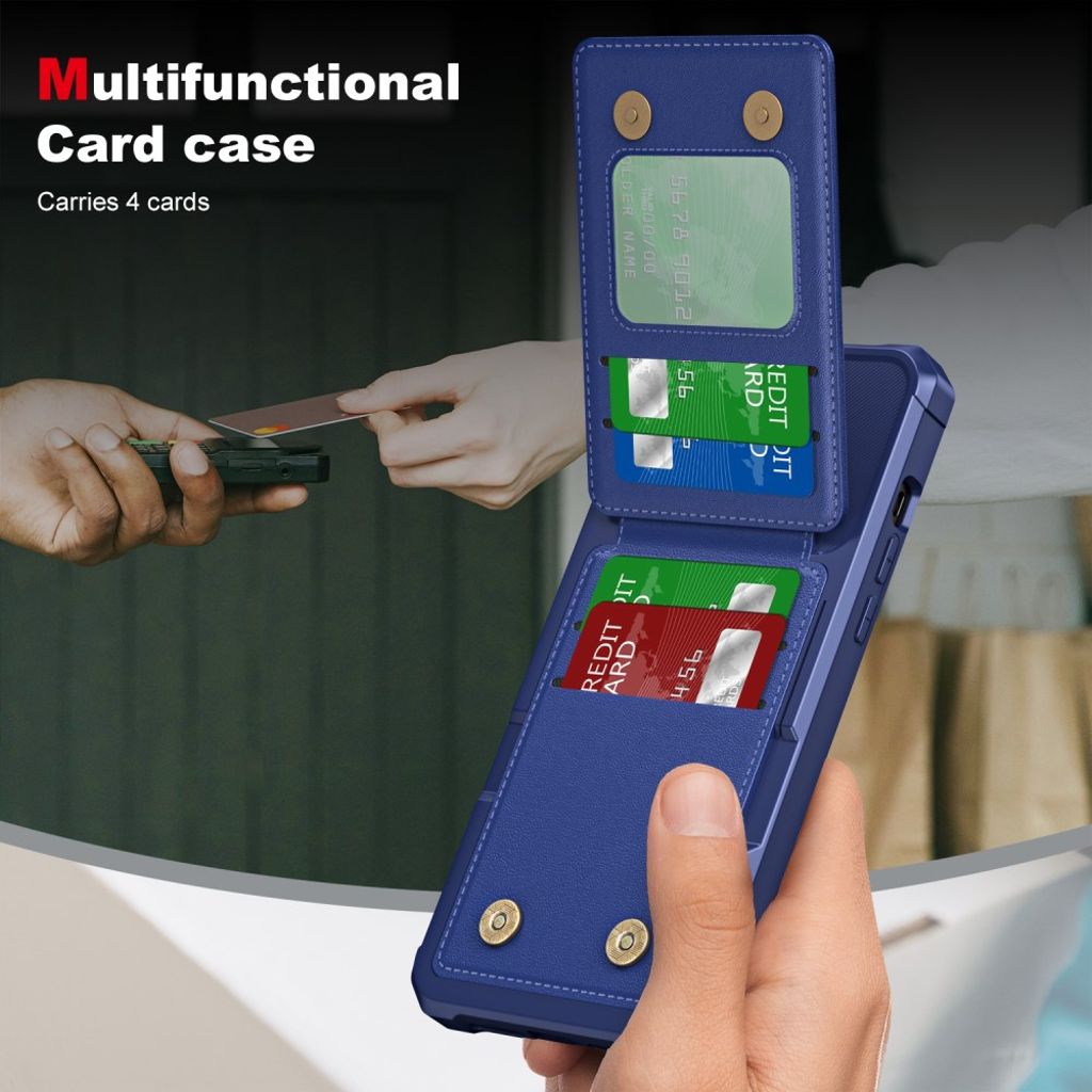 iPhone 14 Pro Plånboksskal med Korthållare/Stativ - Blå