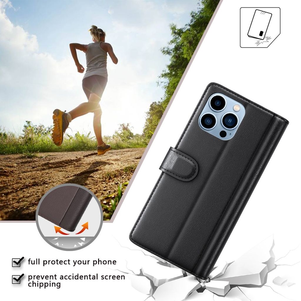 iPhone 14 Pro Max Wallet Cover - Brown