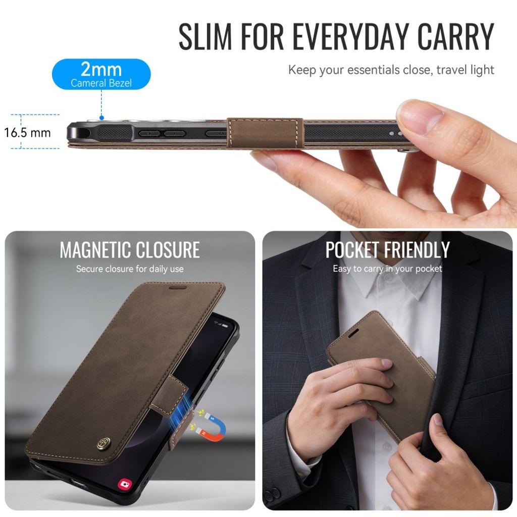 CASEME 053  Samsung Galaxy S24 Ultra  Flip Cover MagSafe RFID-blokerende - Brun