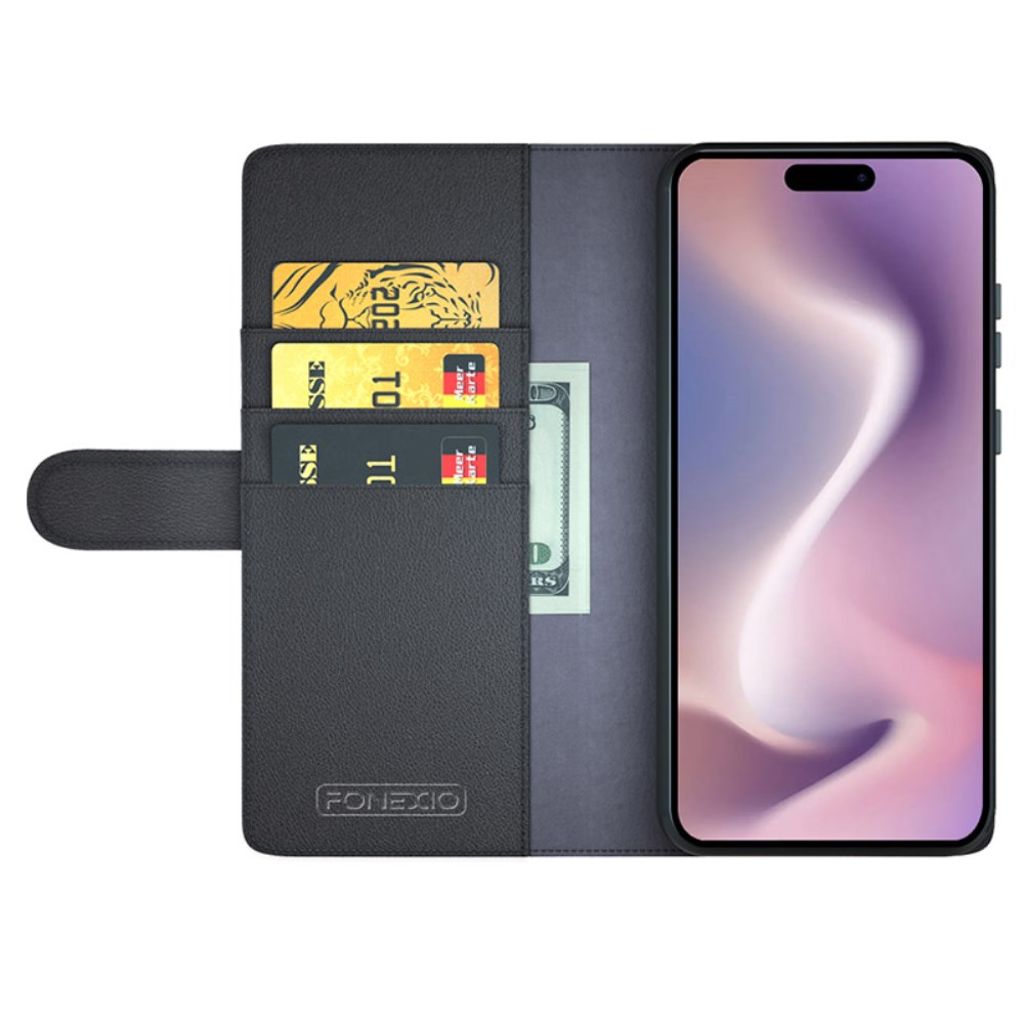 iPhone 16 Pro Max Fodral i äkta läder - Svart