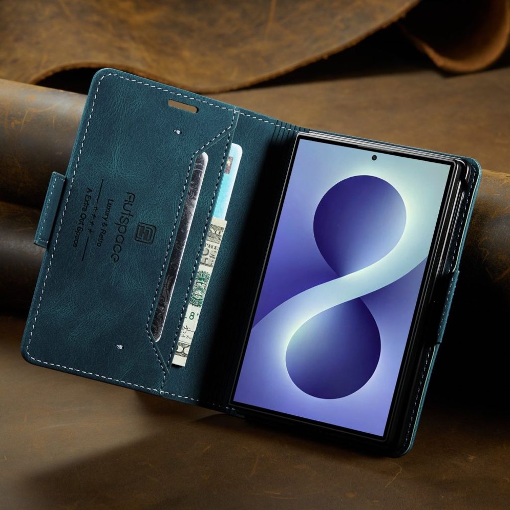 AUTSPACE Samsung Galaxy Z Fold8 Flip Cover i PU-læder med RFID-blokering - Blå