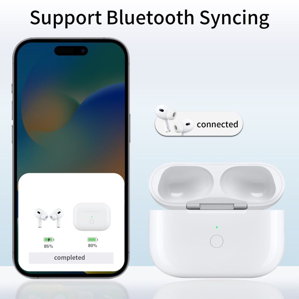 AirPods Pro 2/Pro ladeetui med Lightning-port 680 mAh trådløs lading – hvit